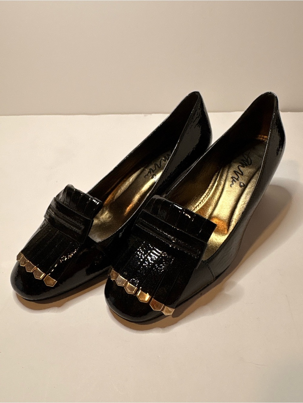 Lanvin Black Patent Leather Fringe Loafers for Women